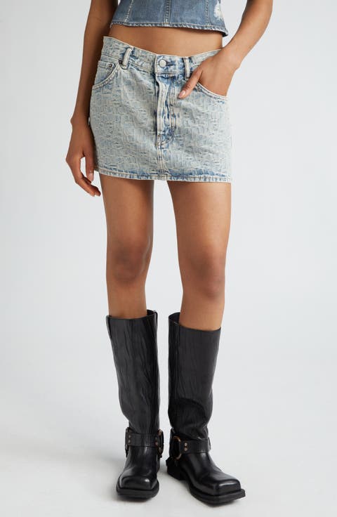 Macaria Logo Jacquard Denim Miniskirt