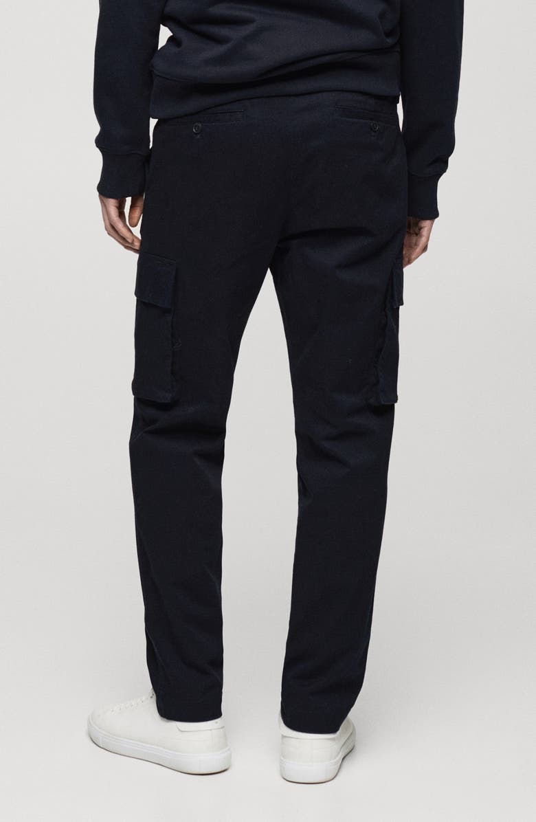 MANGO Regular Fit Flat Front Twill Cargo Pants, Alternate, color, Dark Navy