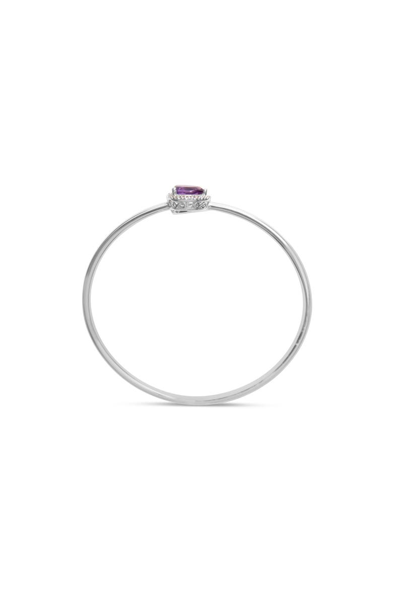Silver Amethyst & Diamond Accent Bangle Bracelet, Alternate, color, White