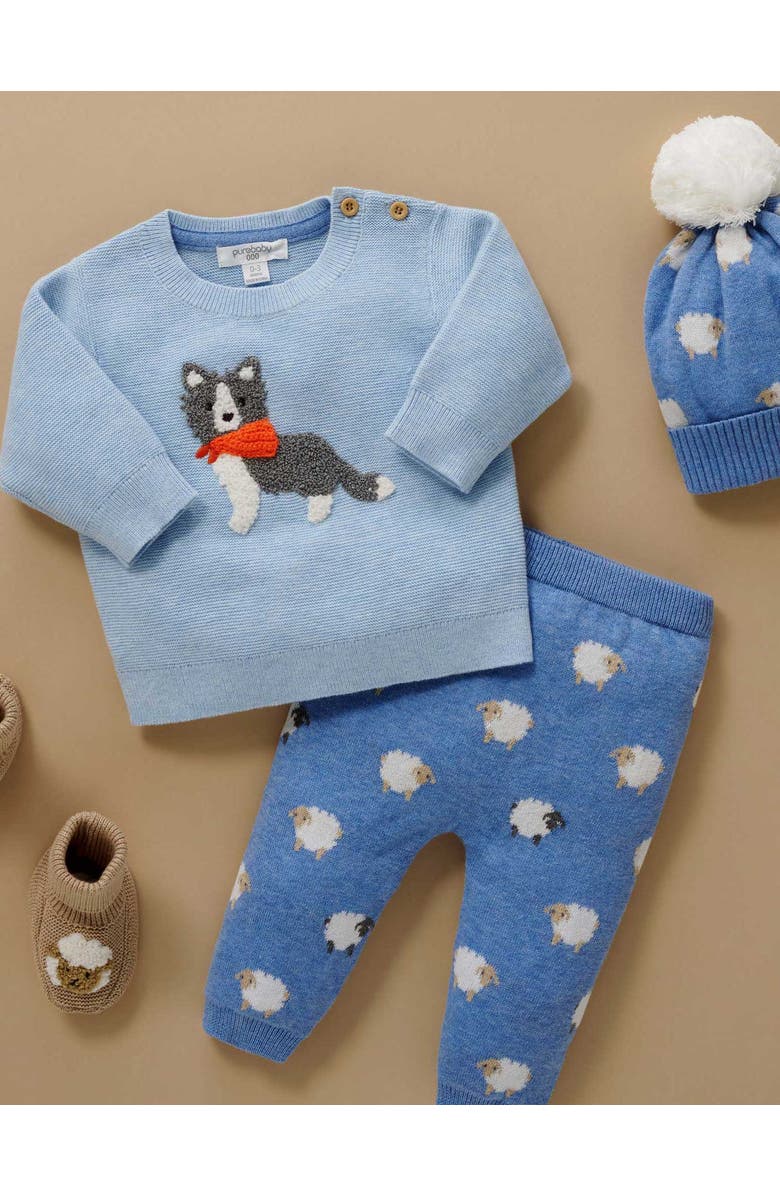 Purebaby On The Farm Leggings, Alternate, color, Sheep Jacquard