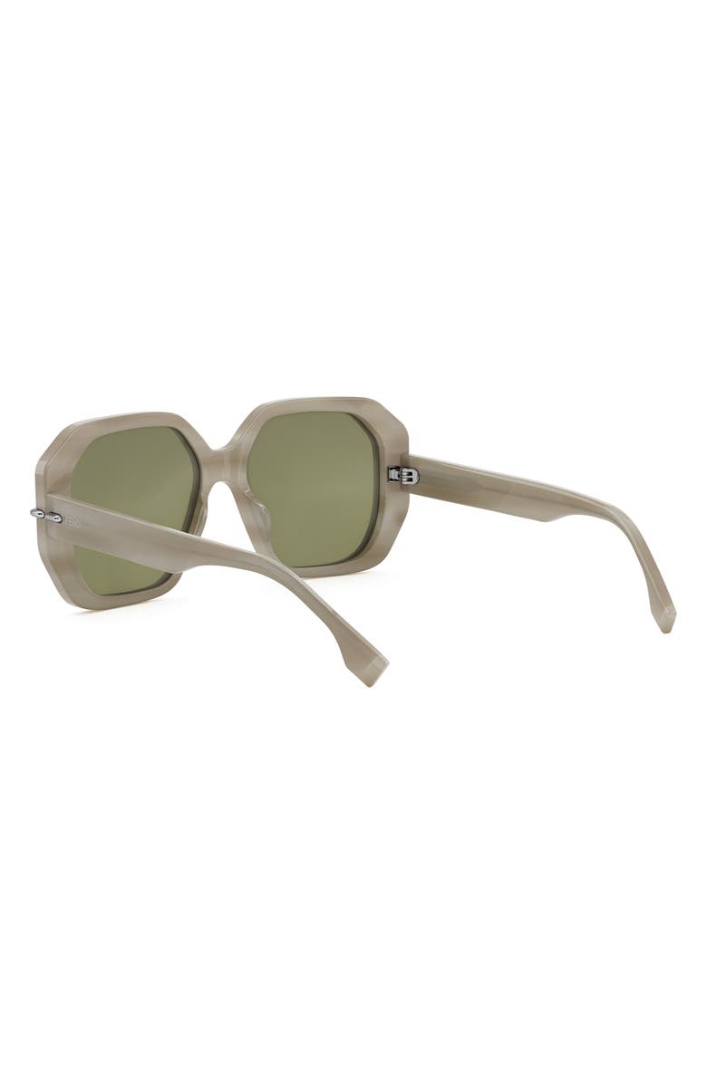Fendi Selleria Square Sunglasses, Alternate, color, Beige Horn / Green Mirror