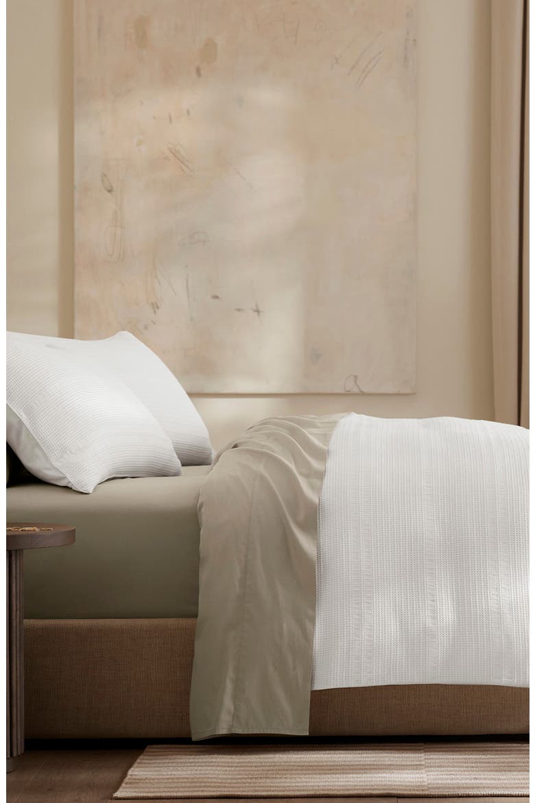 Waffle Weave Organic Cotton Duvet Cover & Sham Set, Alternate, color, WHITE