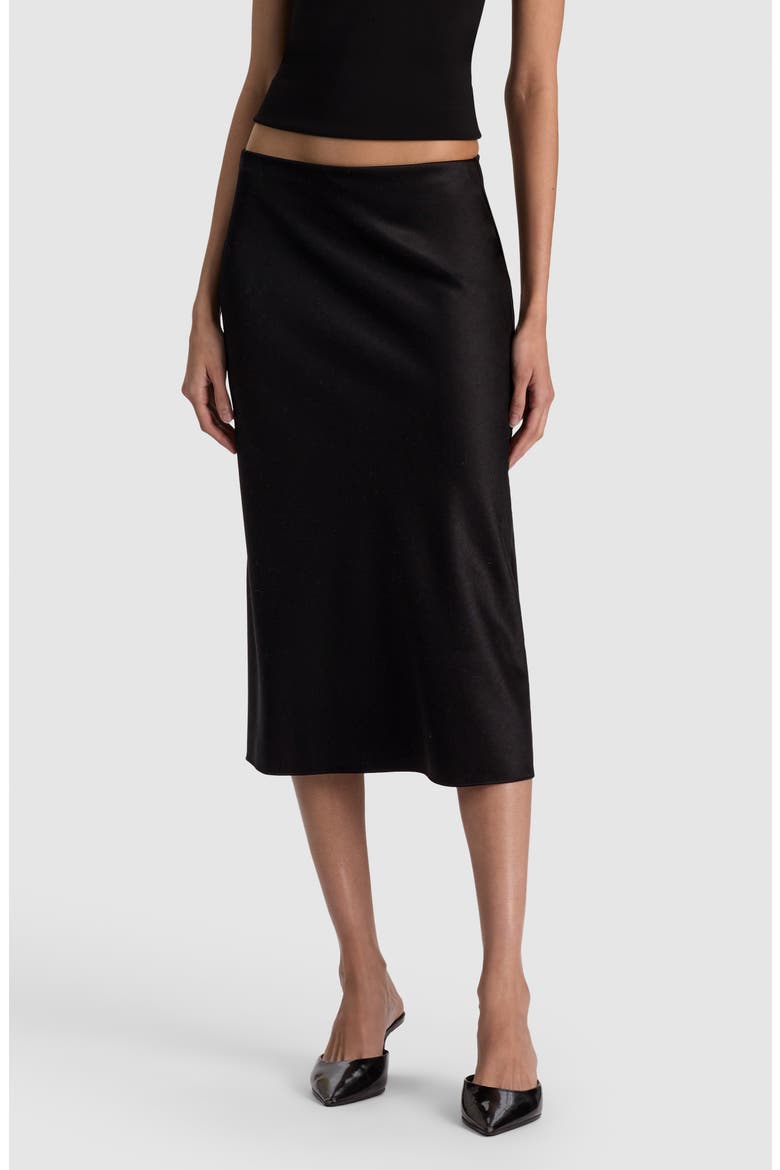 Maeve Back Slit Stretch Wool Midi Skirt, Main, color, BLACK