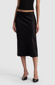 ALICE + OLIVIA Maeve Back Slit Stretch Wool Midi Skirt