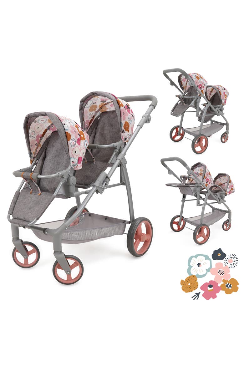 Melange Flora Twin Doll Shopper Pram Stroller, Alternate, color, Multicolored