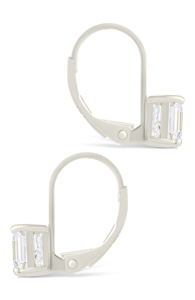 Sterling Forever Princess Cut Cubic Zirconia Lever-Back Earrings, Alternate, color, Silver