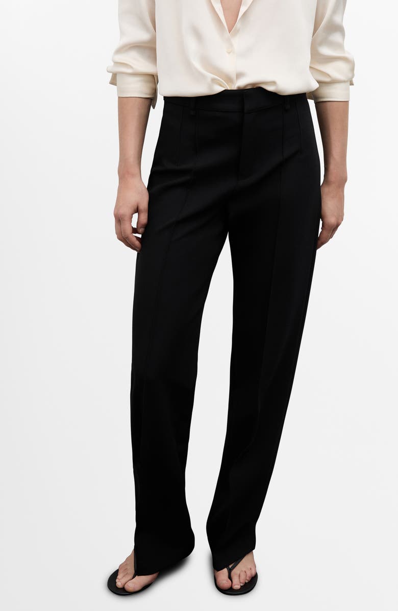 MANGO Decorative Seam Stretch Straight Leg Pants, Main, color,
