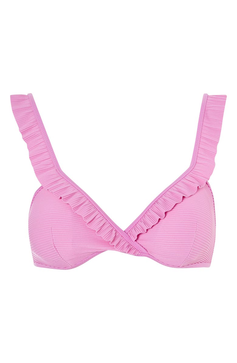 Topshop Rib Frill Crop Bikini Top, Alternate, color, 