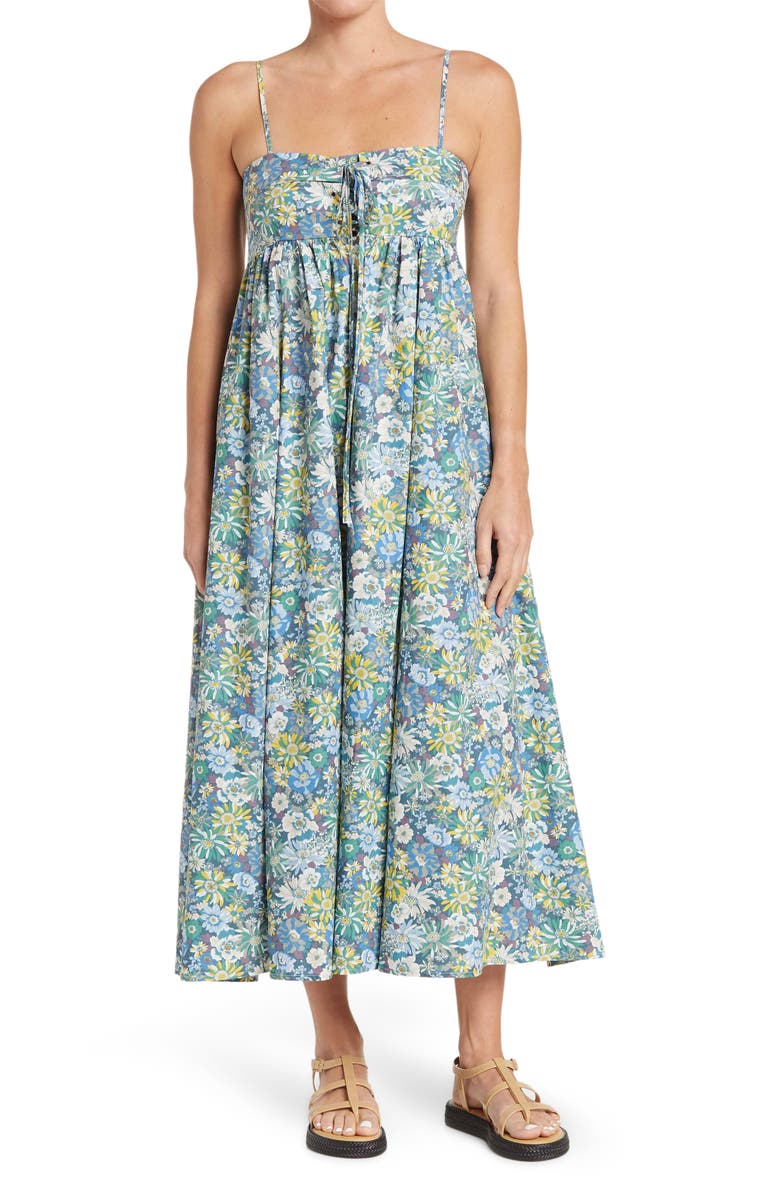 STITCHDROP Floral Sleeveless Button Front Maxi Dress, Main, color, 