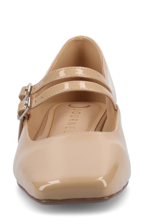 Journee Collection Gredah Mary Jane Pump In Patent/beige