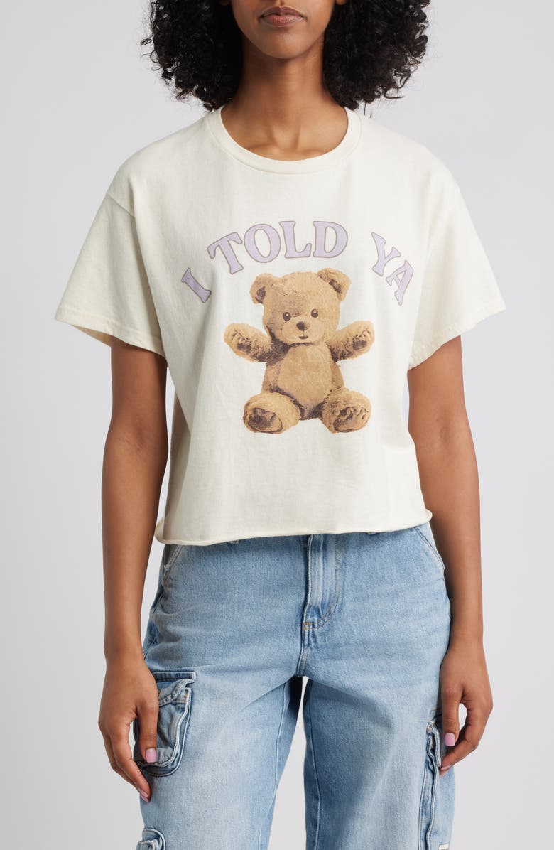 Vinyl Icons I Told Ya Bear Cotton Graphic Baby Tee, Main, color, Marshmallow