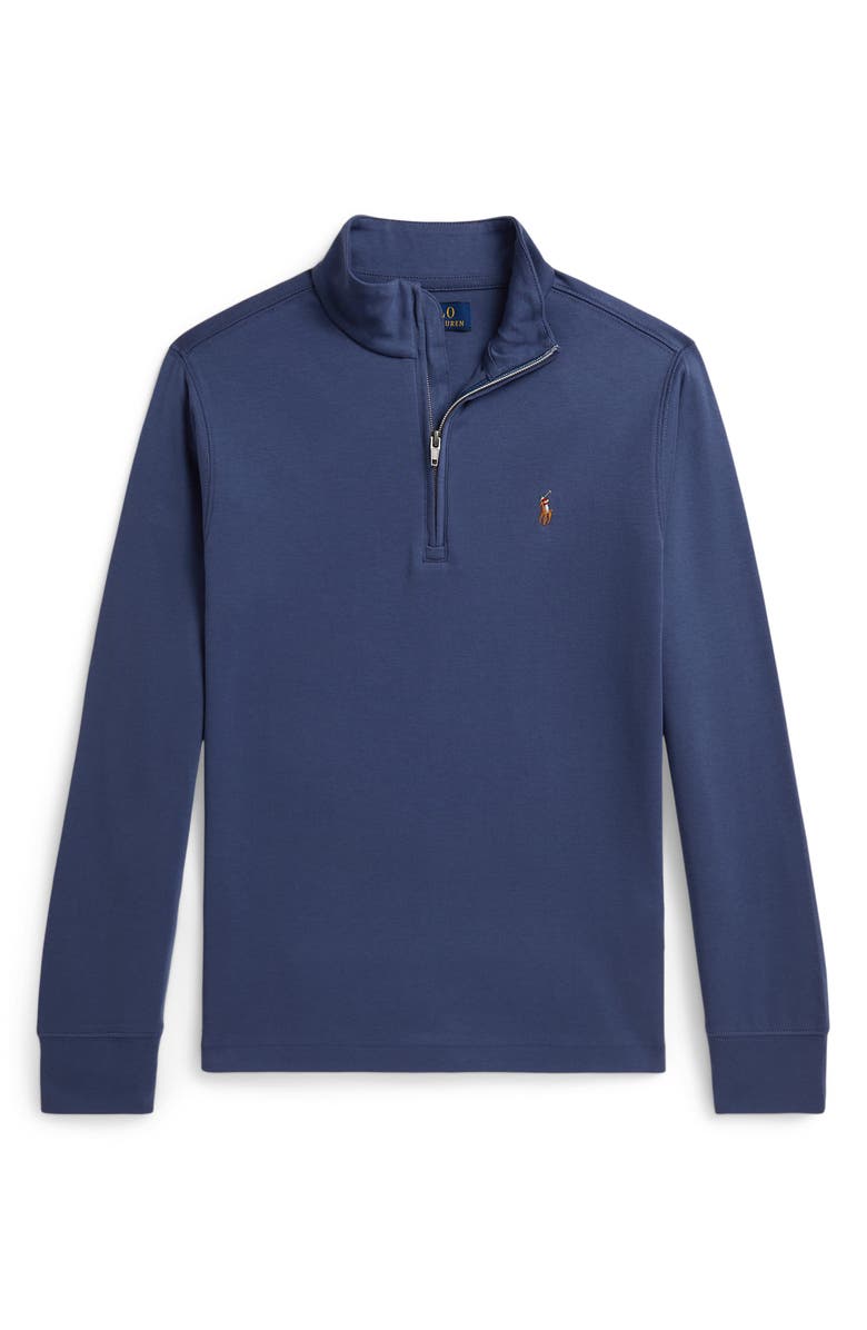 Polo Ralph Lauren Kids' Cotton Quarter Zip Pullover, Main, color, Light Navy