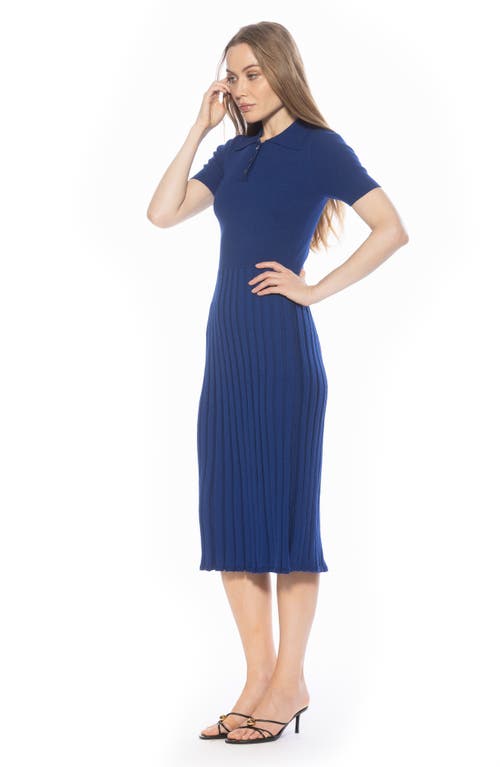Alexia Admor Lanie Collared Knit Midi Dress In Blue