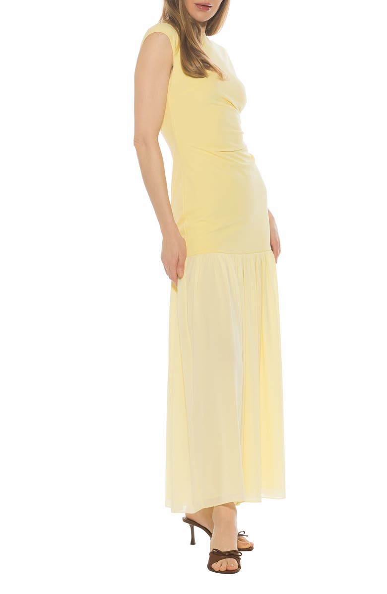 Alexia Admor Caelen Cap Sleeve Drop Waist Maxi Dress, Alternate, color, Butter Yellow