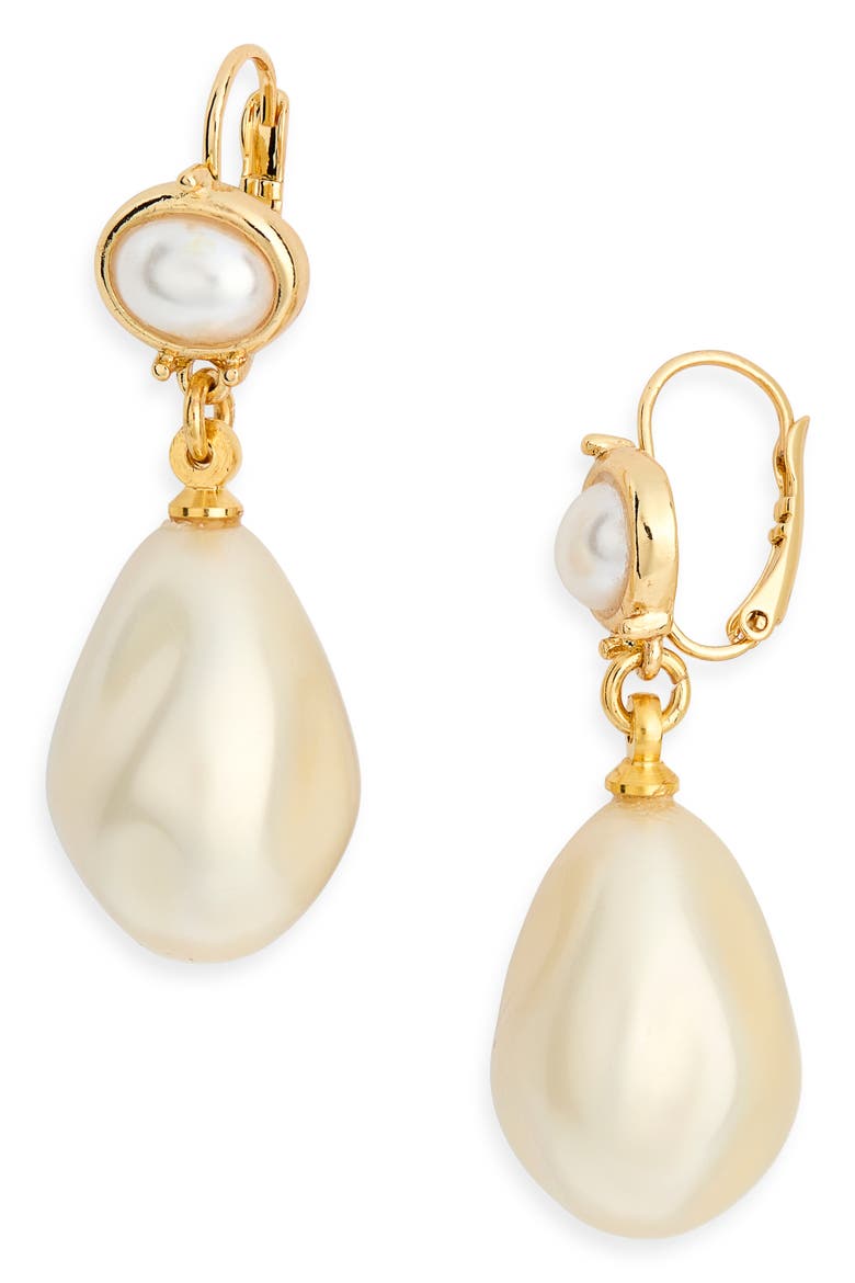 Faux Pearl Drop Earrings, Main, color, WHITE PEARL