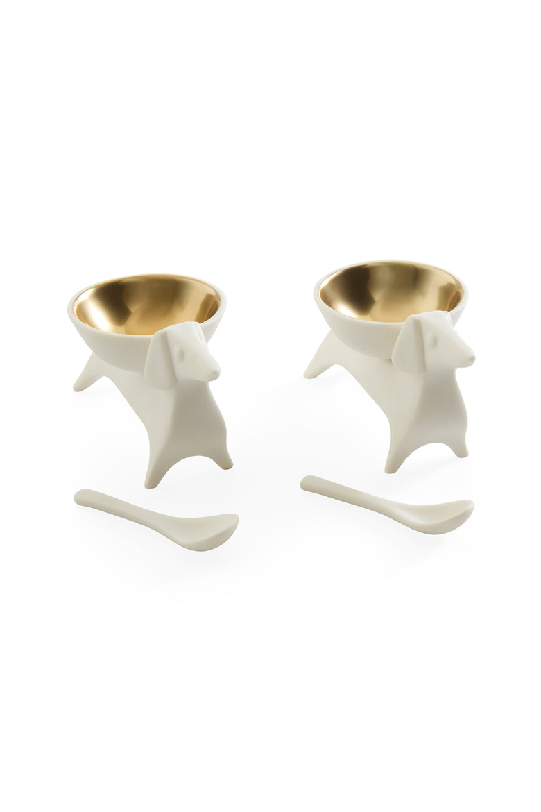 Dachshund Salt and Pepper Cellars, Main, color, White / Gold