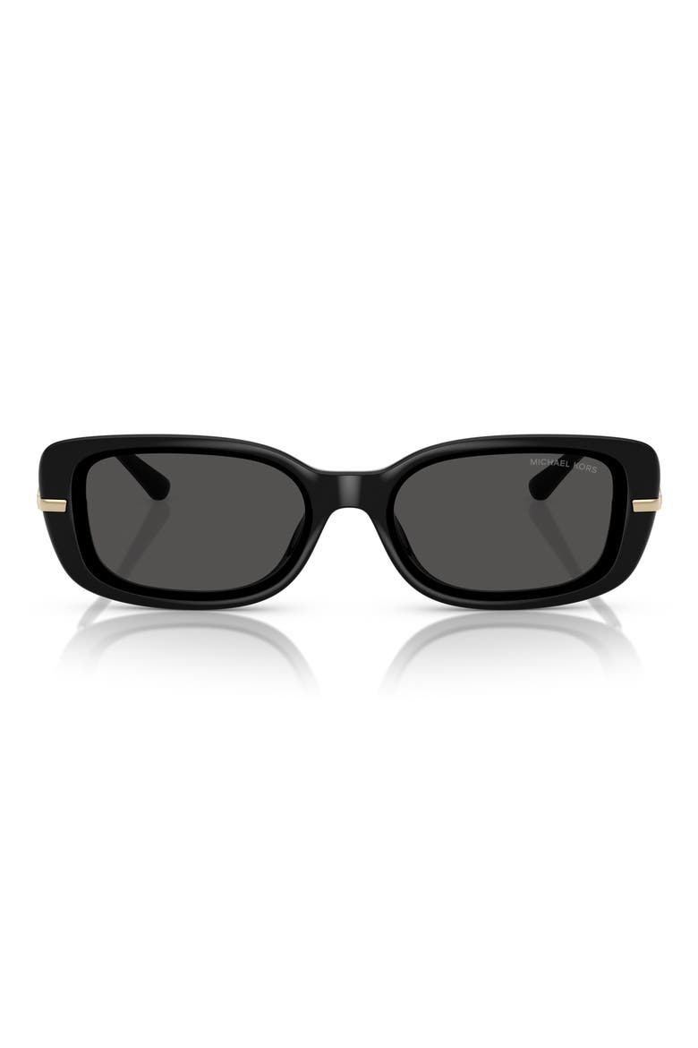 57mm Rectangular Sunglasses, Main, color, BLACK