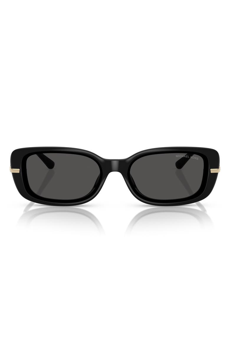 Michael Kors 57mm Rectangular Sunglasses, Main, color, Black