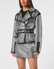 PHILIPP PLEIN Oversized Biker Jacket Crystal Women