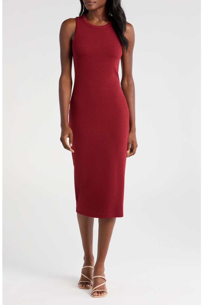 Racerback Midi Dress, Main, color, SYRAH
