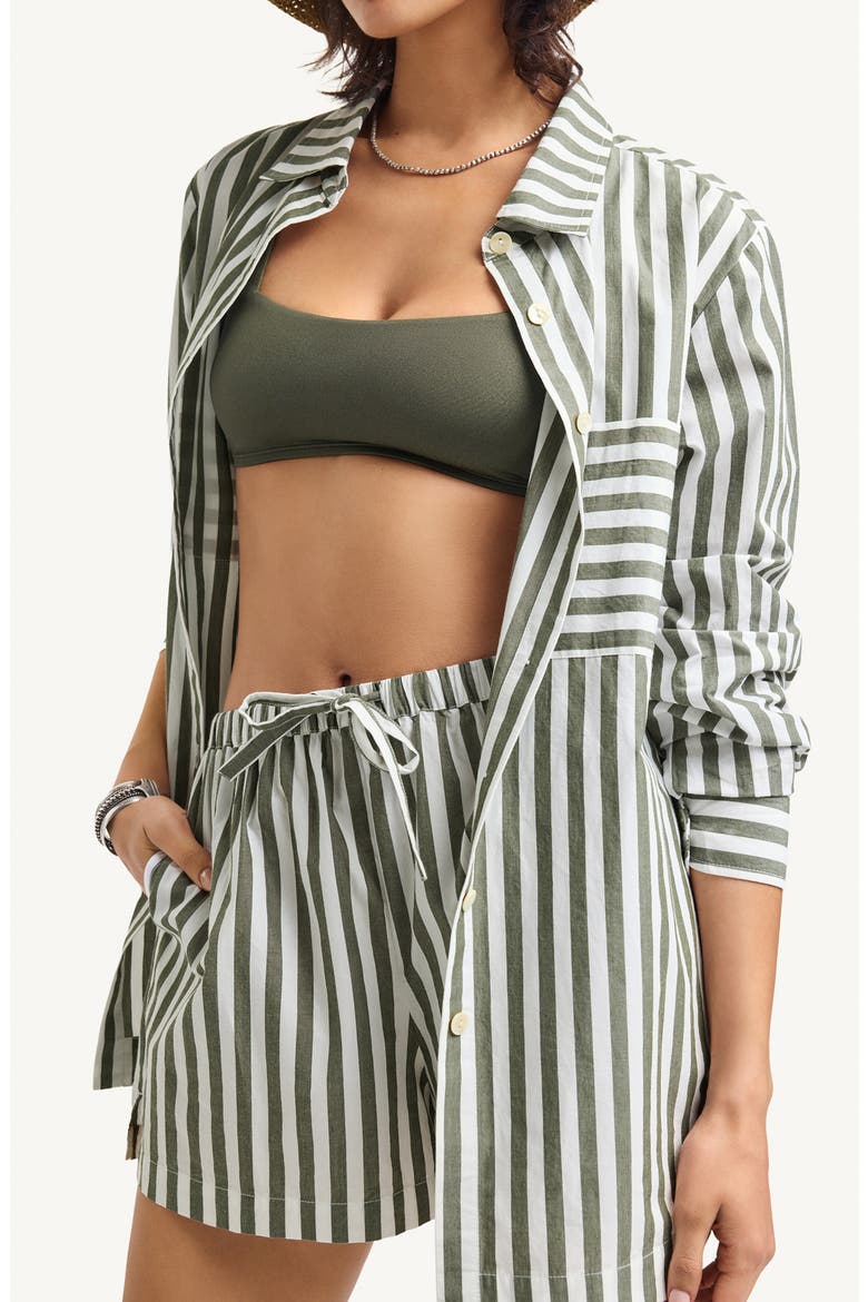 Nadia Stripe Oversize Organic Cotton Cover-Up Shirt, Alternate, color, OLE
