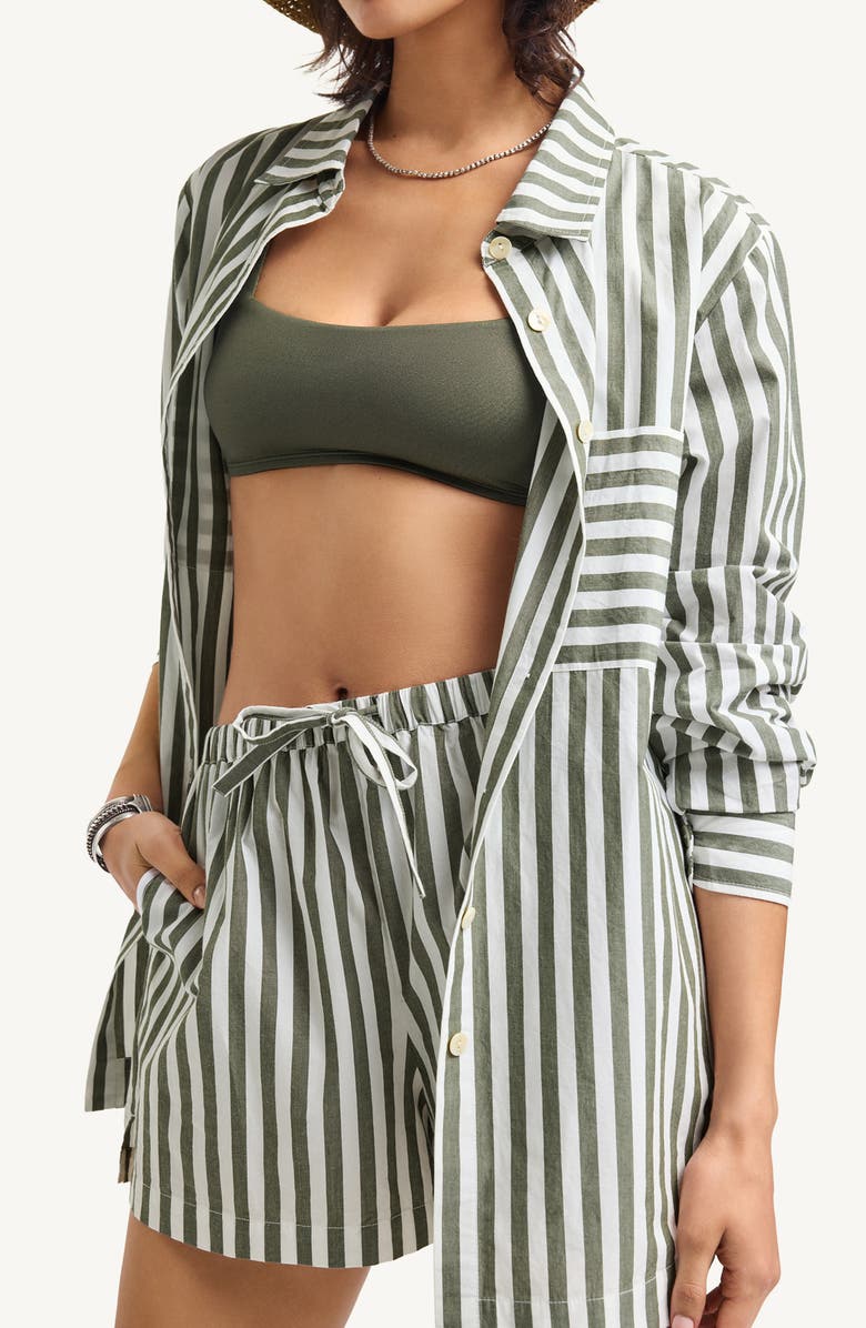 Vitamin A<sup>®</sup> Nadia Stripe Oversize Organic Cotton Cover-Up Shirt, Alternate, color, Ole