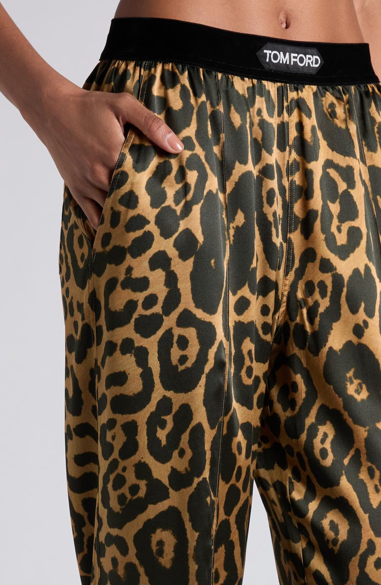 TOM FORD Stretch Silk Pajama Pants, Alternate, color, Camel