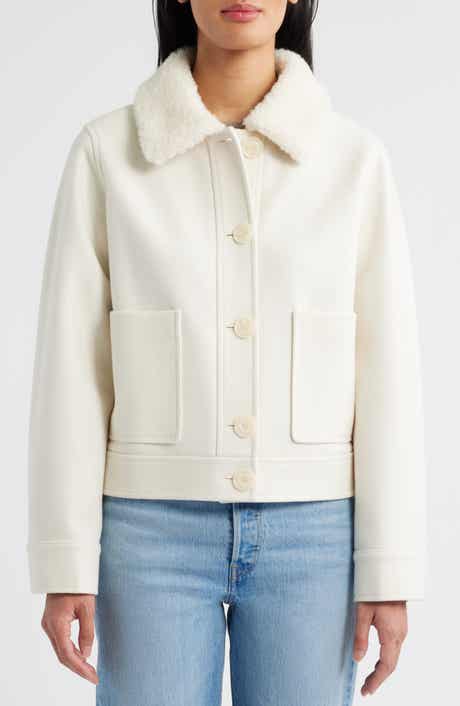 Sam Edelman Crop Jacket with Faux Shearling Collar