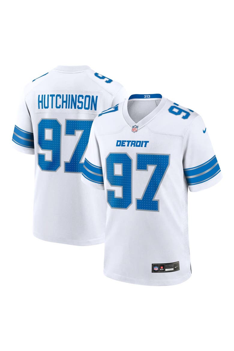 Men's Nike Aidan Hutchinson White Detroit Lions Game Jersey, Main, color, White