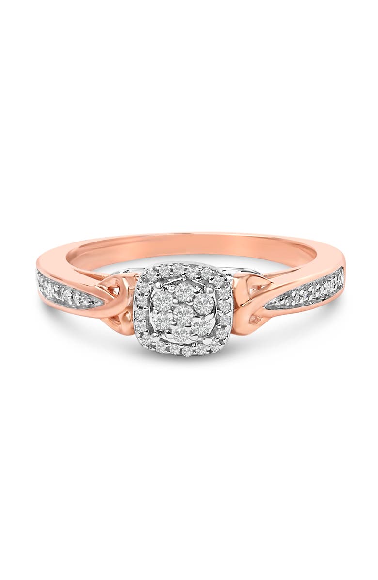 Haus of Brilliance 14K Rose Gold Plated Sterling Silver 1/6 Cttw Diamond Knot Cluster Ring, Main, color, White Gold Over Silver