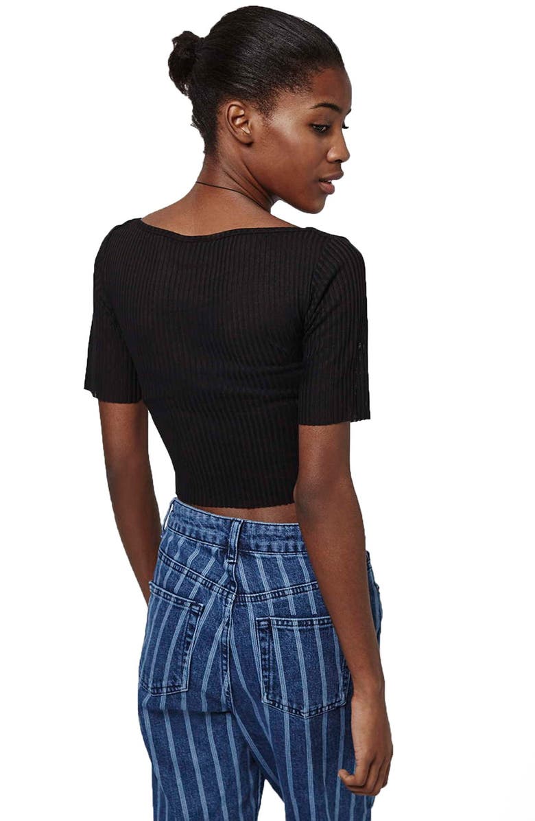 Topshop Raw Edge Crop Tee, Alternate, color, 