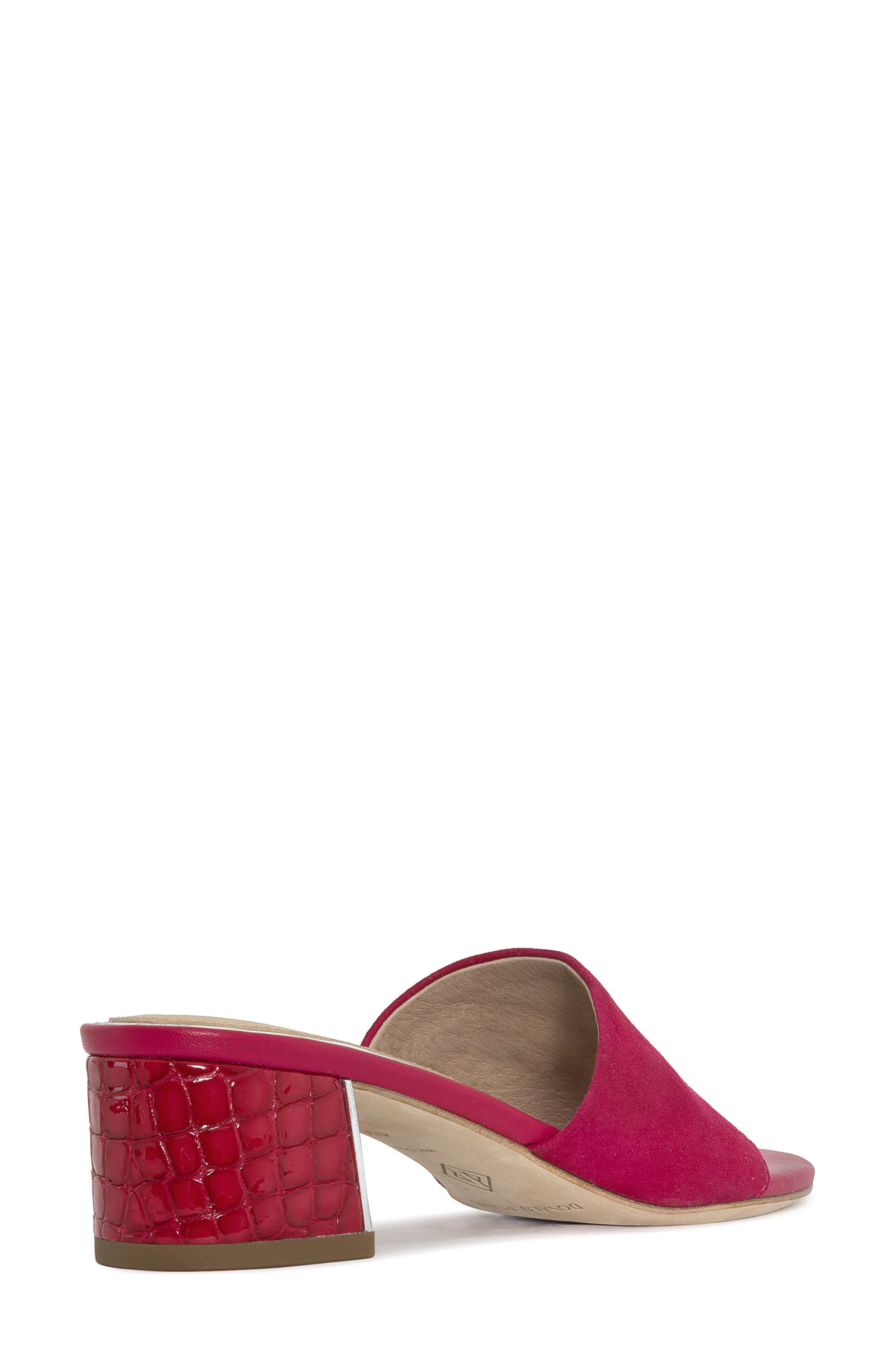 Snakeskin Embossed Block Heel Sandal, Alternate, color, MAGENTA