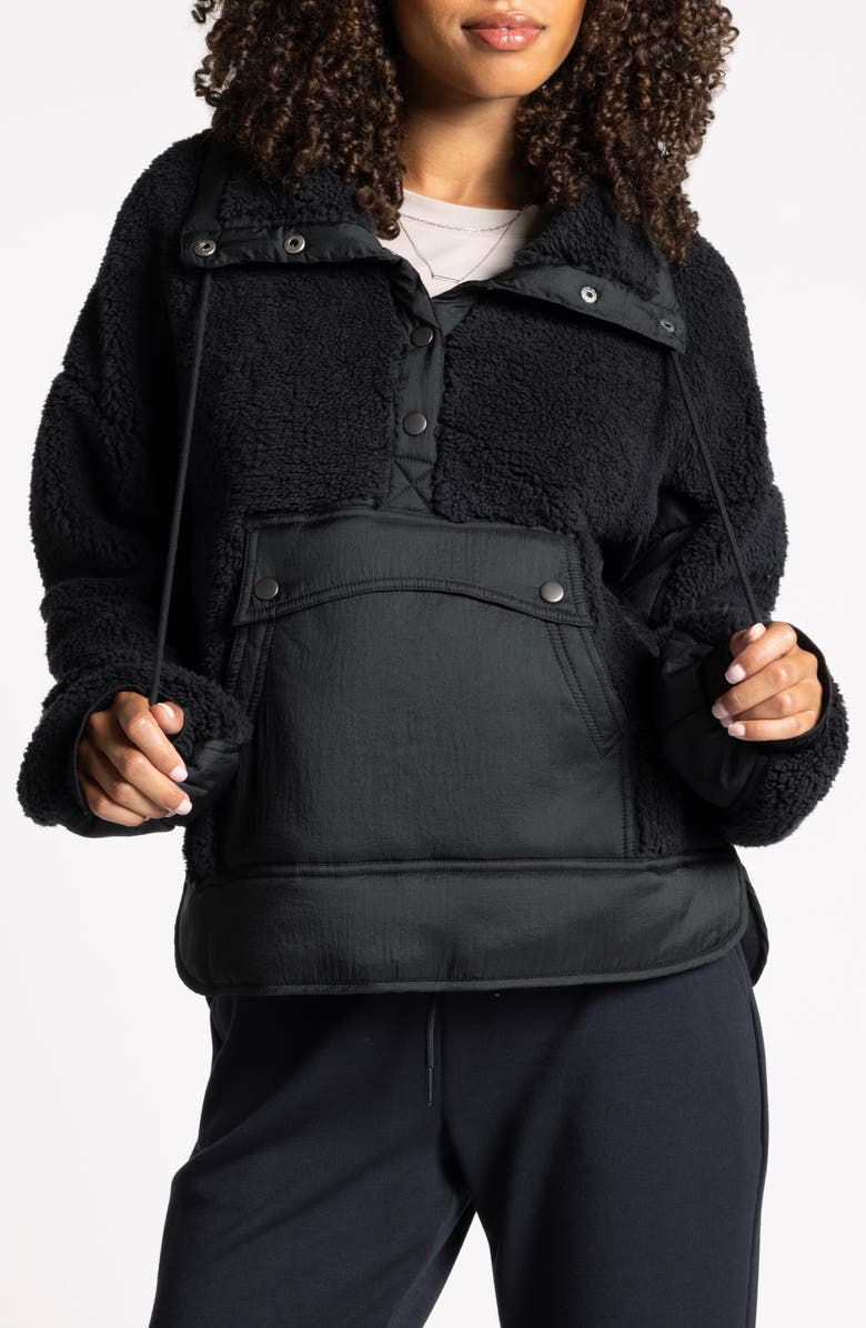Thread & Supply Aurora Mixed Media Anorak, Main, color, Black