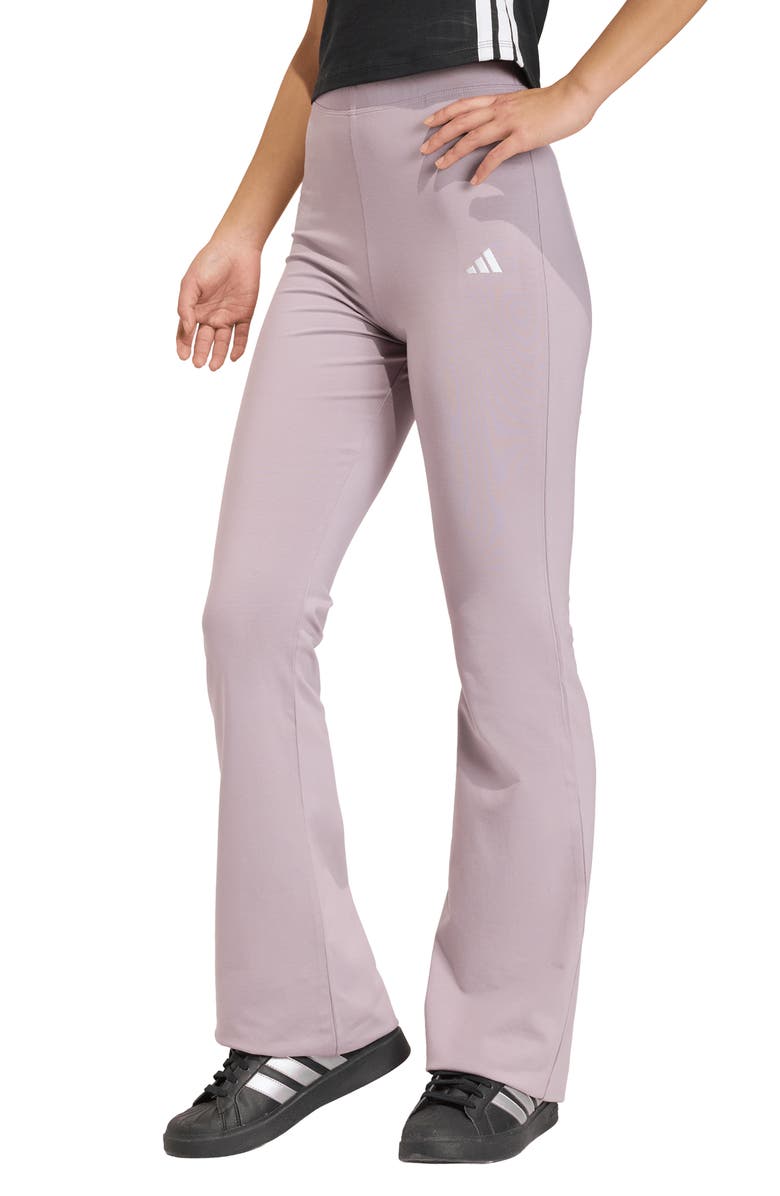adidas Essentials Flare Leg Jersey Pants, Main, color, Preloved Fig/ White