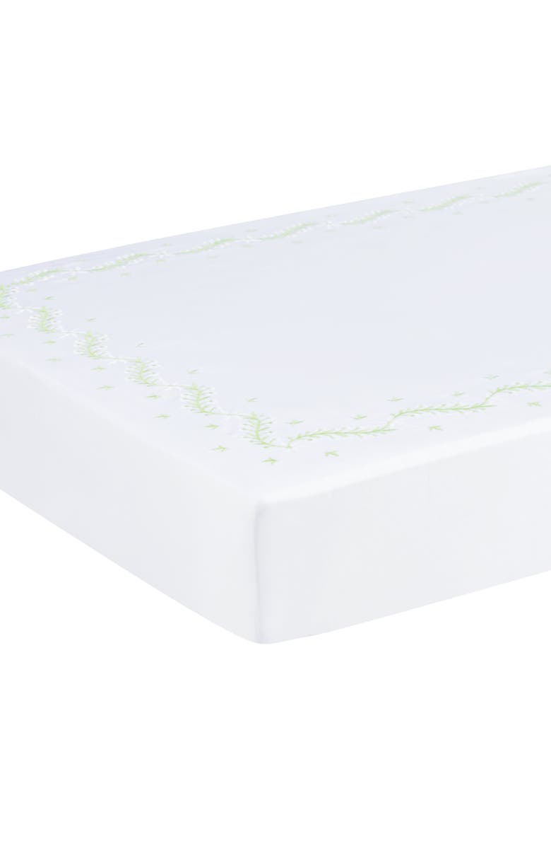 Little English Kids' Embroidered Crib Sheet, Main, color, Meadow