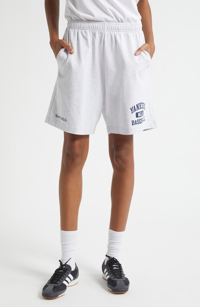 Sporty & Rich x '47 MLB New York Yankees Ivy Cotton Gym Shorts, Main, color, Heather Gray