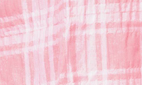 Foxcroft Faith Beach Plaid Button-up Tunic Shirt In Pink Champagne