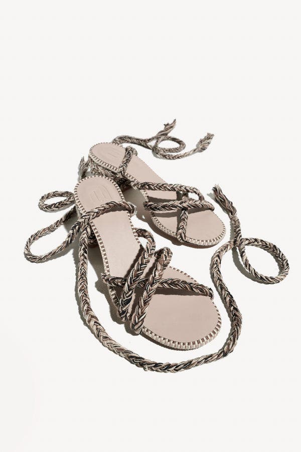 Amambaih Isabel Strappy Cotton Sandals, Alternate, color, Sand