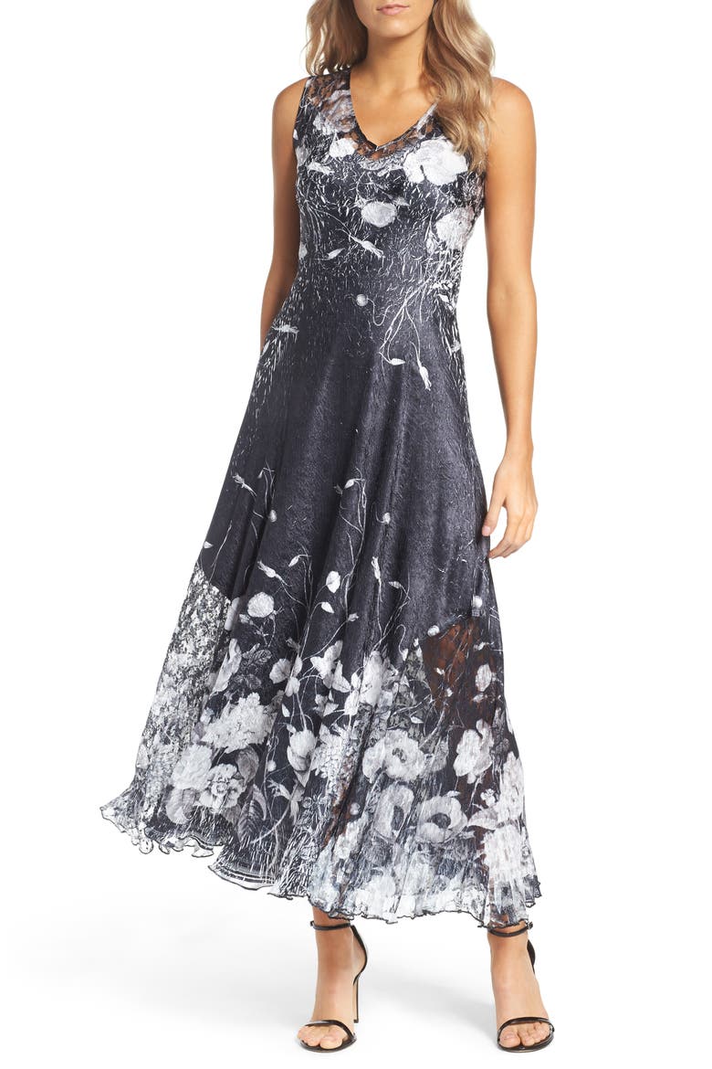 Lace-Up Back Maxi Dress with Wrap, Alternate, color, BLACK OPIUM