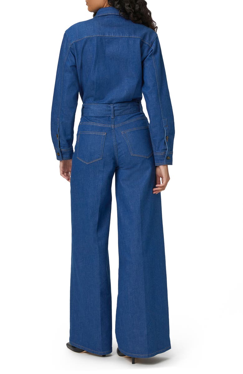 PAIGE Cameron Tie Waist Long Sleeve Wide Leg Denim Jumpsuit, Alternate, color, Maraya
