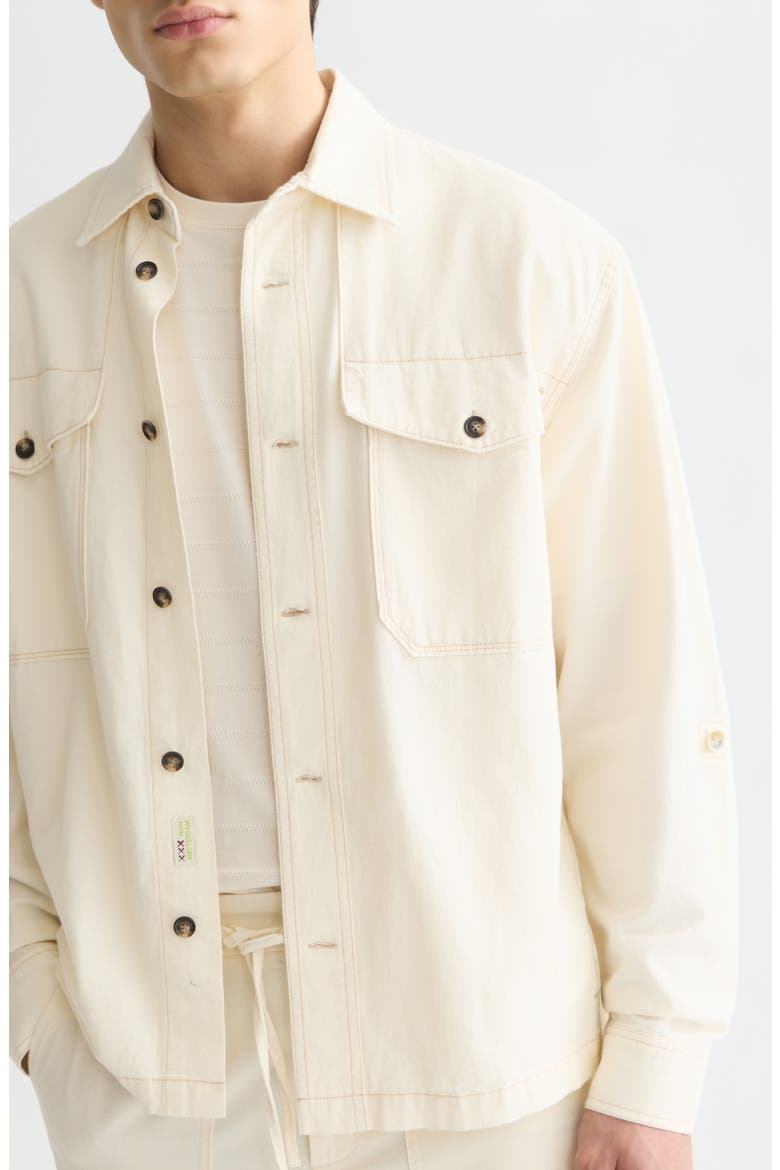 Cotton & Linen Overshirt, Alternate, color, EGGNOG