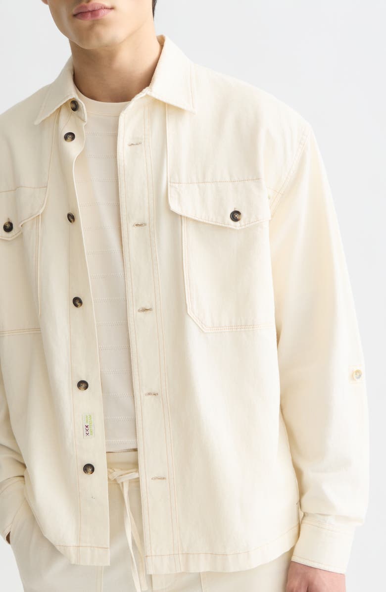 Scotch & Soda Cotton & Linen Overshirt, Alternate, color, Eggnog
