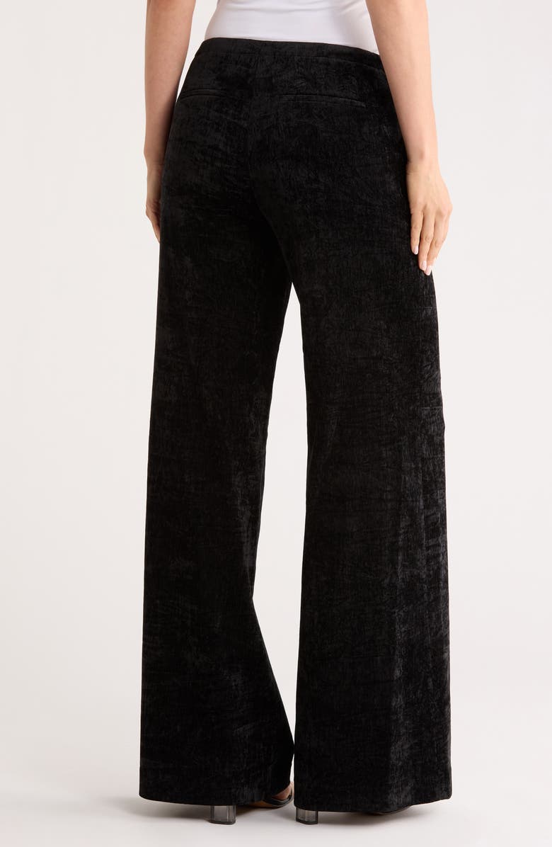 Alice + Olivia Conor Velvet Wide Leg Pants, Alternate, color, Black