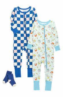 SLEEP ON IT 2-Pack Smiley Print Stretch Viscose Convertible Coverall with Socks