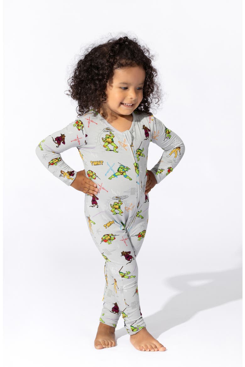Kids' x Teenage Mutant Ninja Turtles Fitted Convertible Footie Pajamas, Alternate, color, GREY