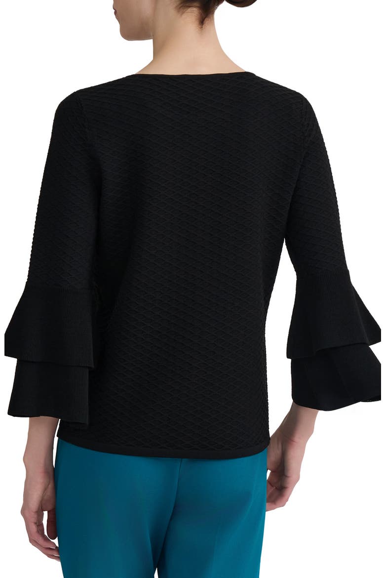 Texture Ruffle Sleeve Top, Alternate, color, BLACK