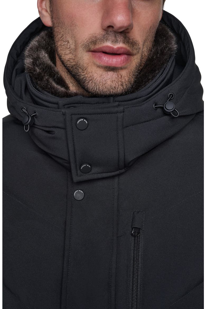 Hooded Bomber Puffer Jacket with Down & Feather Fill, Alternate, color, BLACK