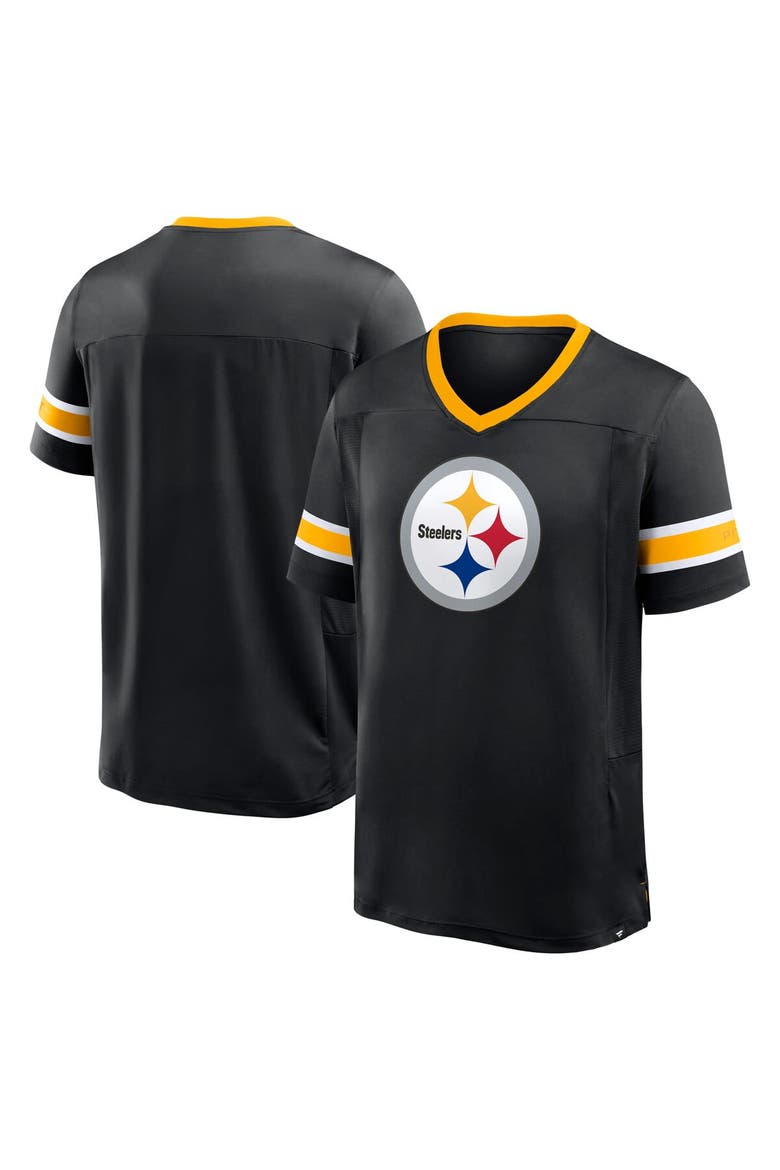 Men's Fanatics Black Pittsburgh Steelers Hometown Premium Hashmark V-Neck T-Shirt, Main, color, Black