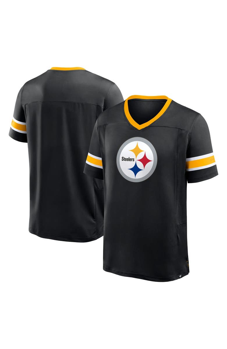 FANATICS Men's Fanatics Black Pittsburgh Steelers Hometown Premium Hashmark V-Neck T-Shirt, Main, color, Black
