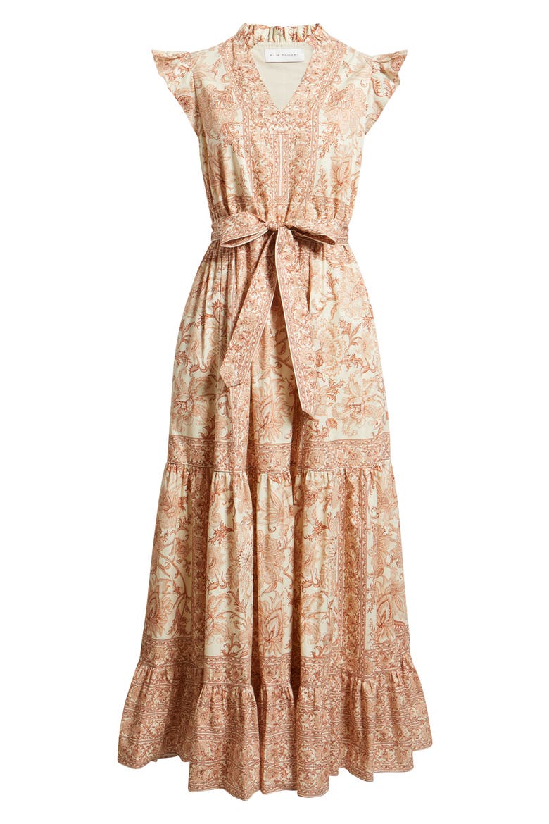 The Eden Print Tie Waist Maxi Dress, Alternate, color, CYPRESS VINE PRINT